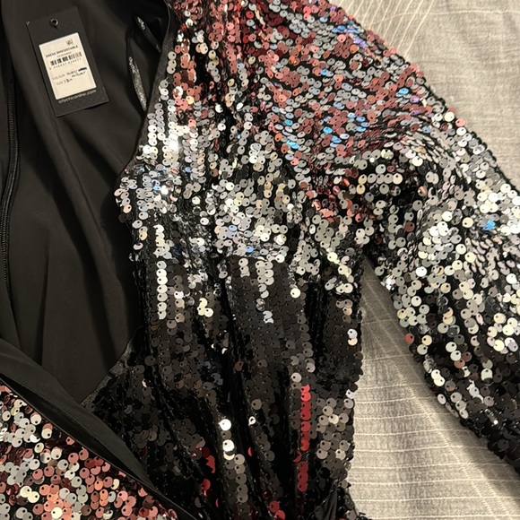 City Chic Irresistible Long Sleeve Sequin Faux Wrap Dress NWT - Picture 9 of 9